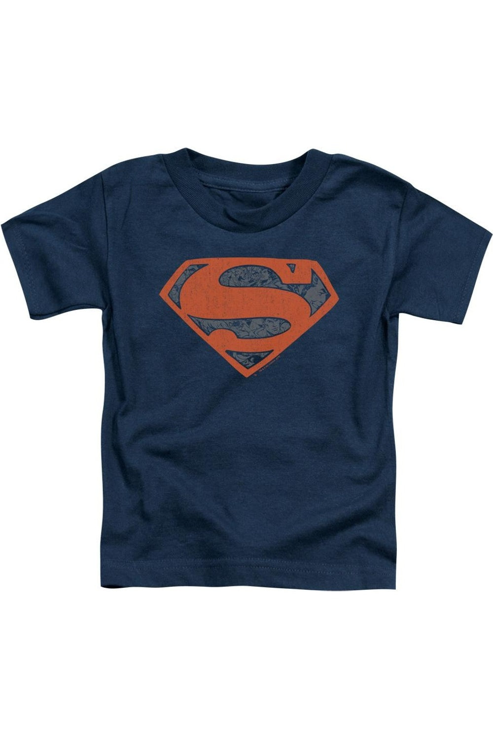 

Футболка с коротким рукавом для малышей с коллажем из винтажных щитов Superman Gildan, темно-синий