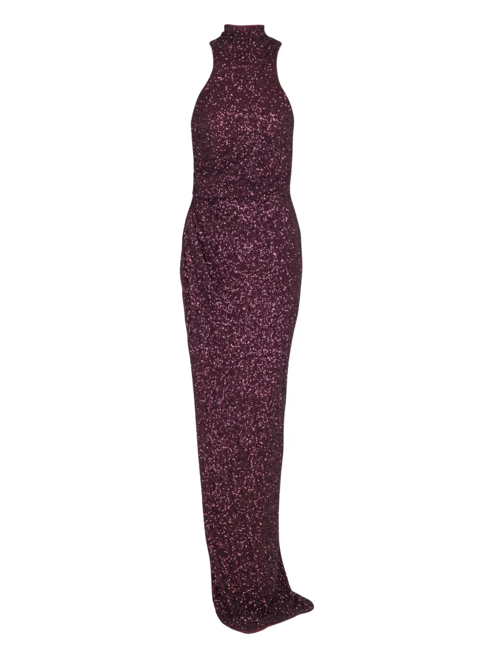 

Платье с высоким воротником и пайетками BALMAIN, красный