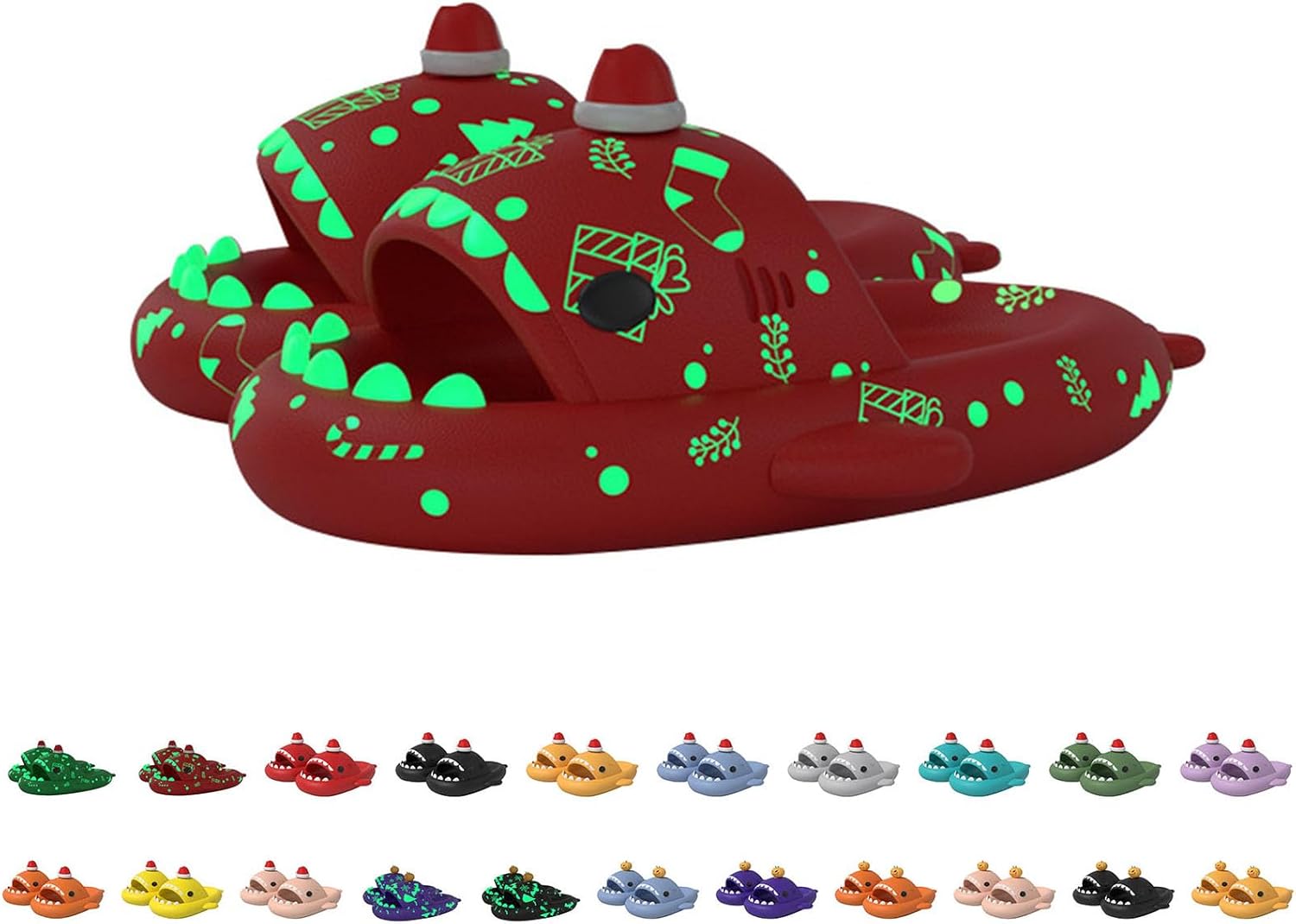 

Сланцы с акулой на Хэллоуин, рождественские сланцы с акулой, облачные сланцы с акулой 3D мультяшные тапочки для женщин и мужчин Generic, красный