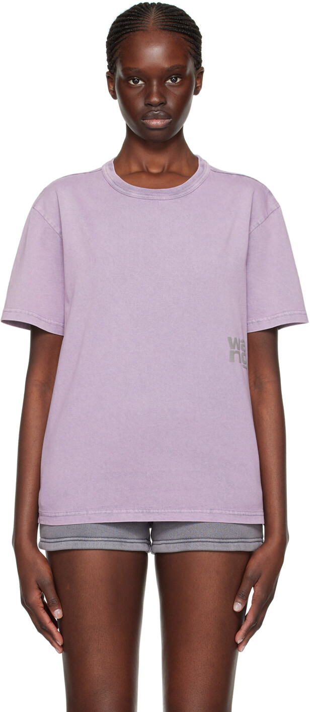 

Фиолетовая футболка с выцветшими узорами Alexanderwang.T, цвет Acid pink lavender