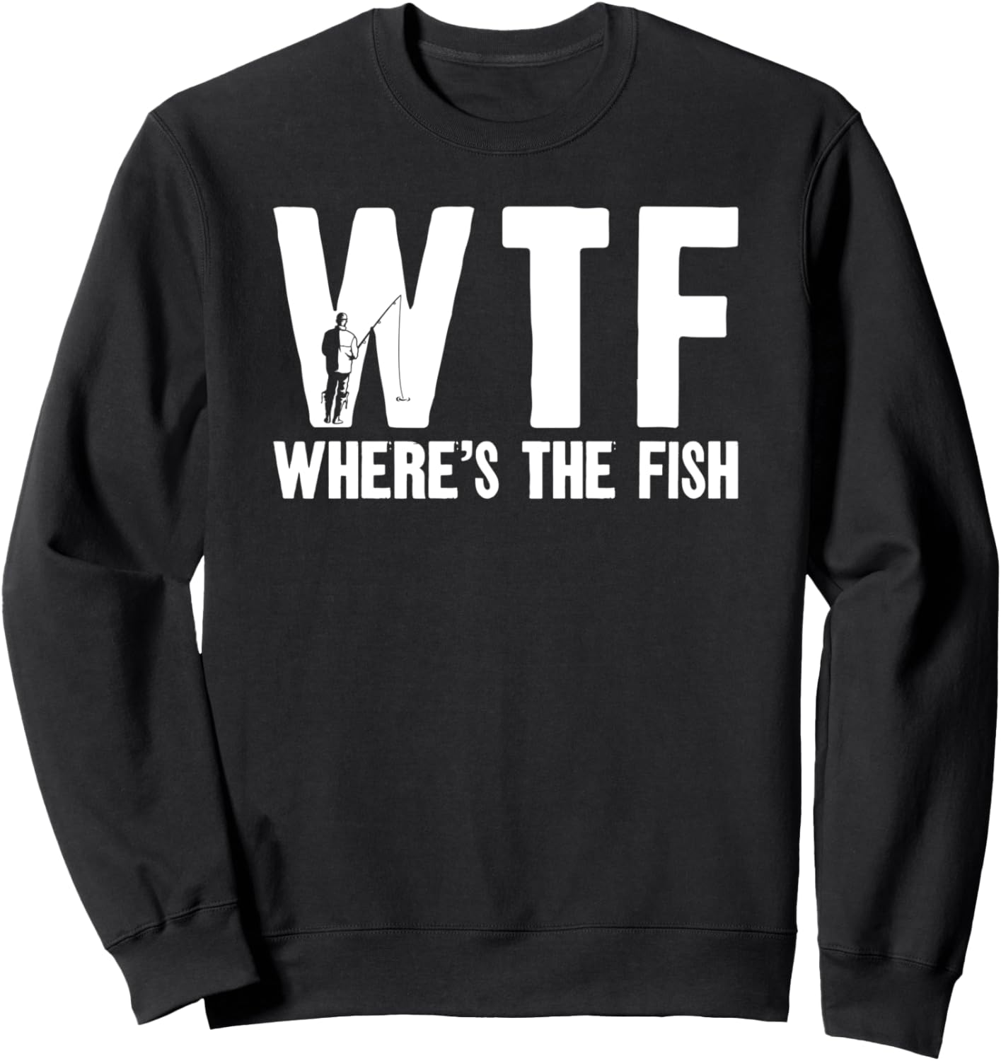 

Винтажная рыболовная толстовка Wtf Where's The Fish Fishing Fisherman Fisher Da0, черный