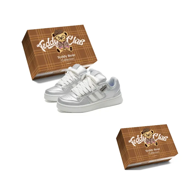

Teddy Bear Collection Скользоустойчивые, износостойкие, легкие, дышащие лоу-топ скейтборд кроссовки унисекс - серебристо-белые, цвет Silver White