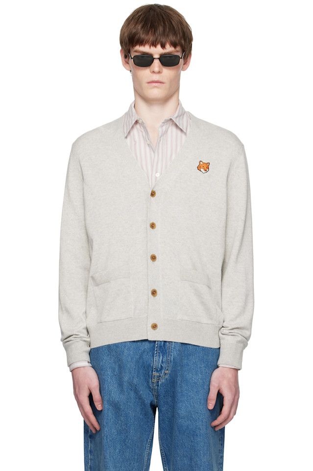 

Кардиган с вышивкой лисья голова Regular Maison Kitsuné, серый