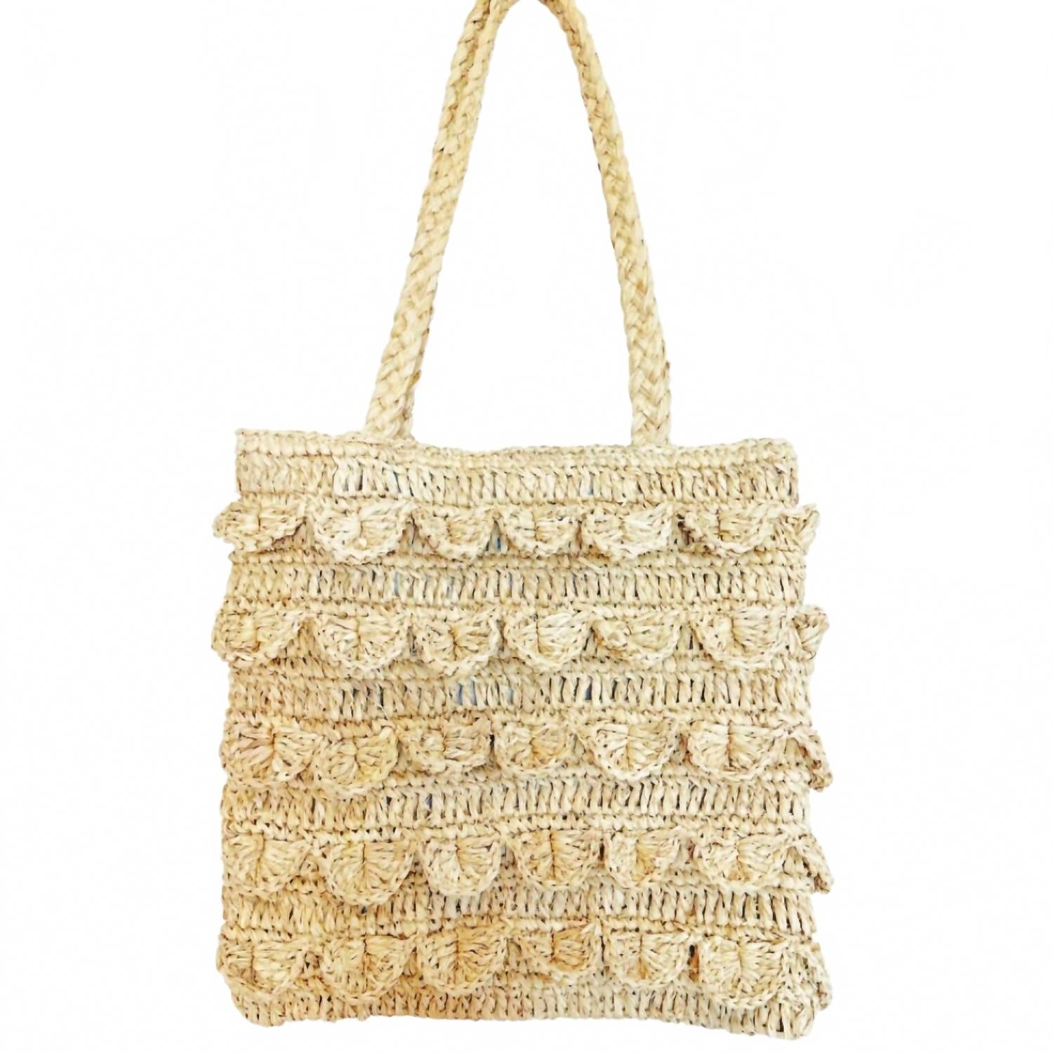 

Женская плетеная сумка-тоут с рюшами в натуральном цвете Sunshine Tienda