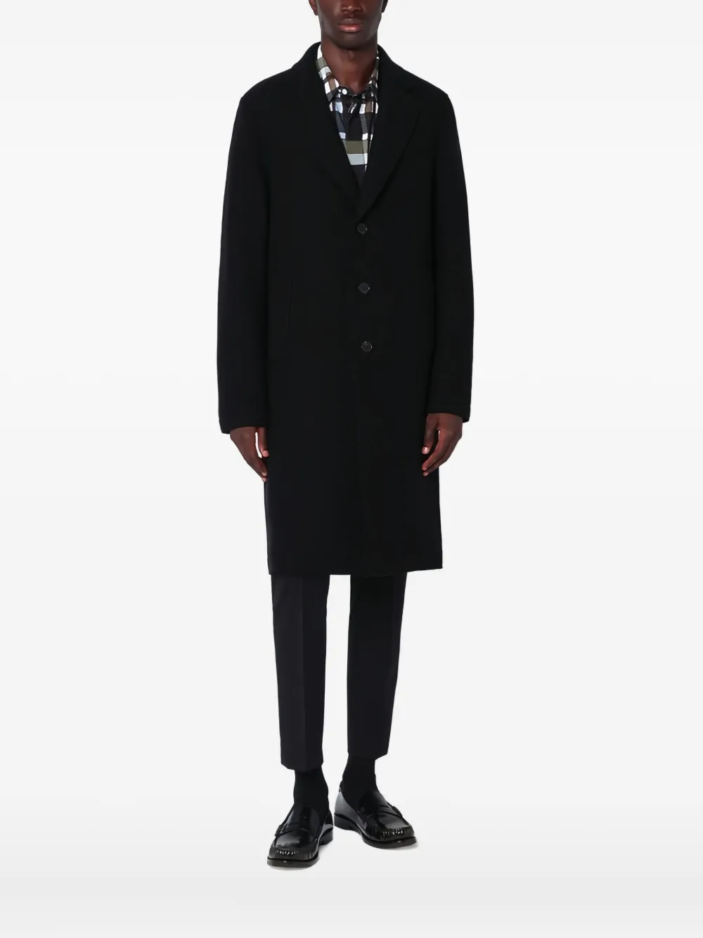 

Однобортное пальто из чистой шерсти Harris Wharf London, черный