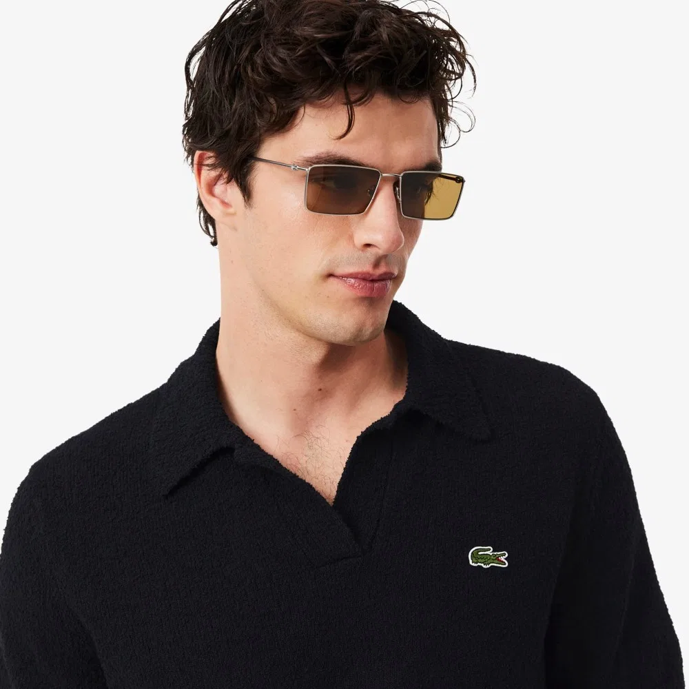 Мужской свитер поло букле тёмно-синий от Lacoste — фото 2