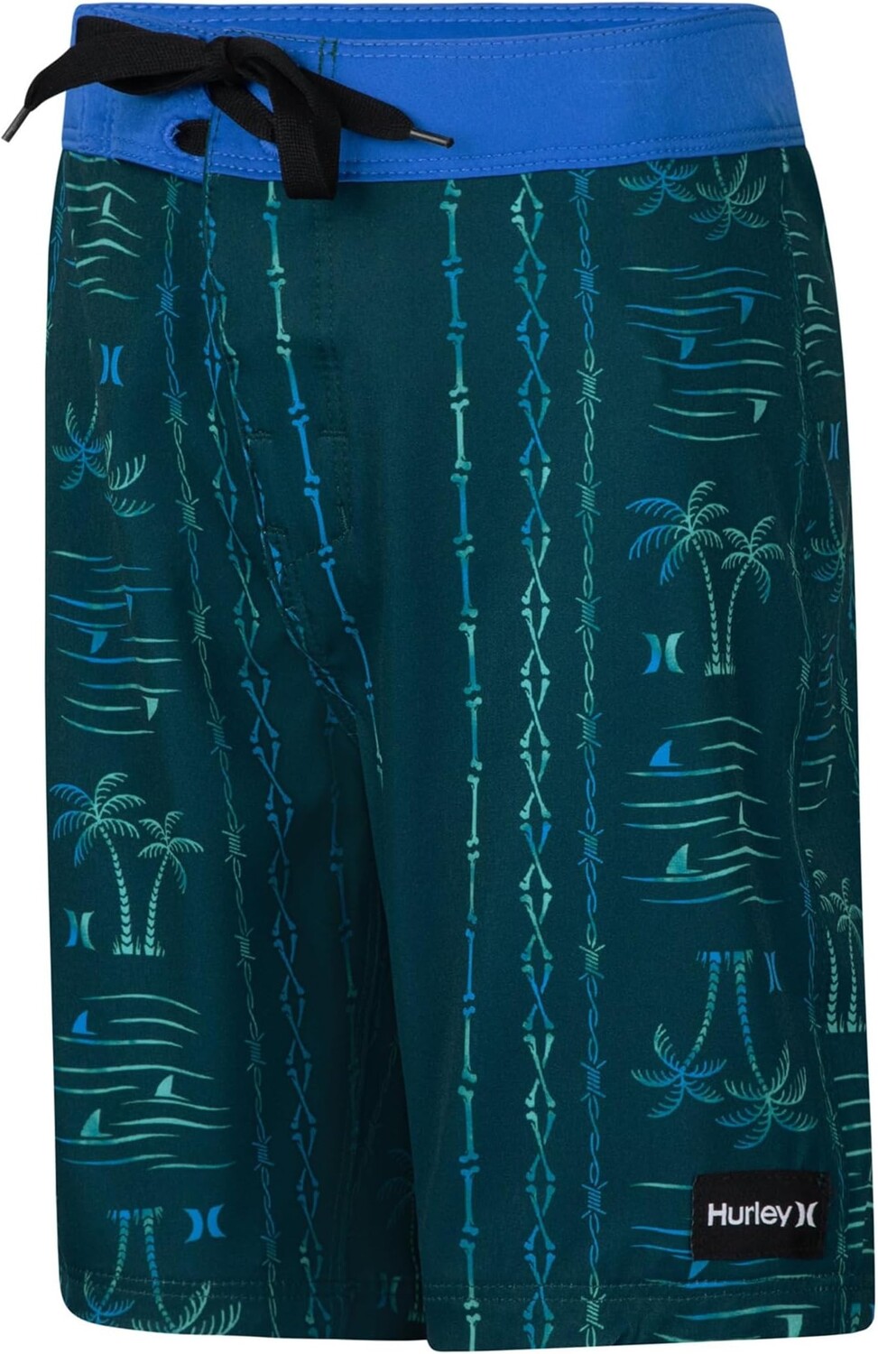 Шорты для плавания Hurley Kids Palm Stripe Board Shorts, цвет Midnight Teal — фото 2