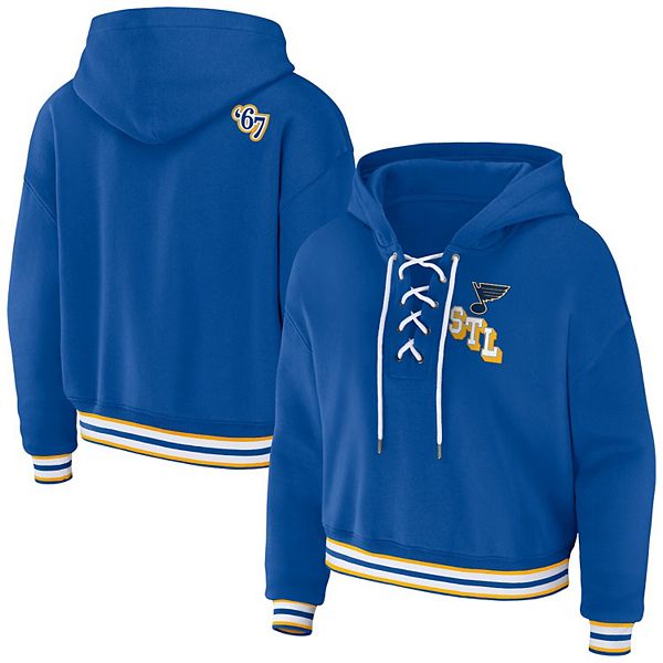 

Женский синий свитшот с капюшоном St Louis Blues Wear By Erin Andrews
