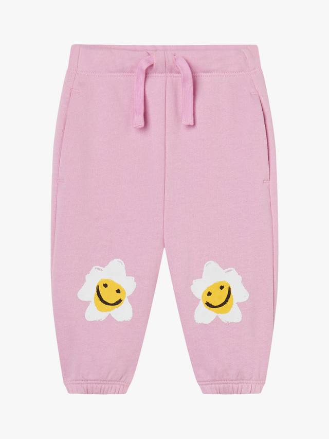 

Детские джоггеры из хлопкового флиса с цветочным принтом Stella McCartney Kids, Pink