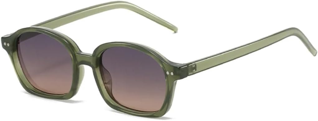 

Солнцезащитные очки для мужчин и женщин - защита UV400 - маленькие овальные, с градиентным переходом цвета, в стиле панк, с заклепками, для занятий спортом на открытом воздухе DSVIGF, Green Grey Tea