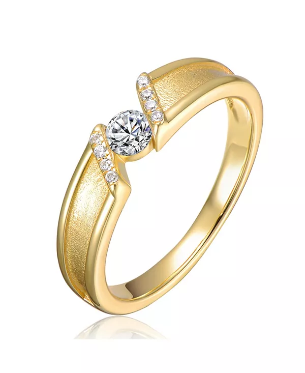 

Кольцо из стерлингового серебра 14 карат с прозрачным кубическим цирконием Genevive, gold