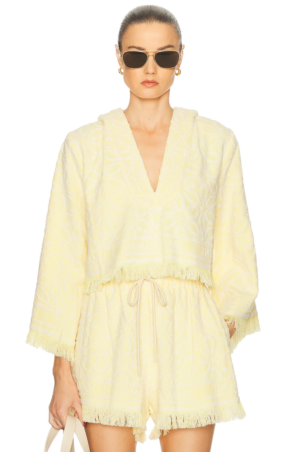 

Coco Towelling Hooded Топ Zimmermann, Yellow & Cream