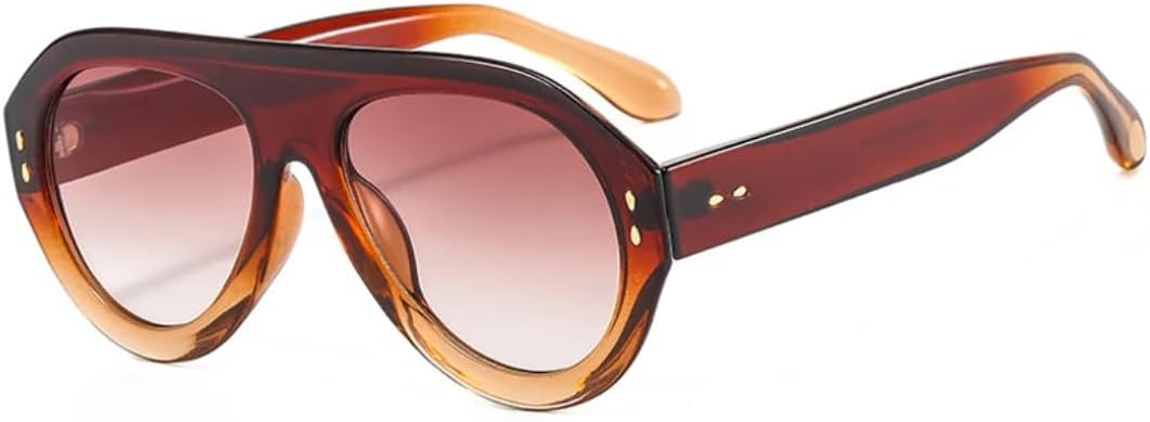 

Популярные модные солнцезащитные очки для женщин, защита от УФ-излучения UV400, ретро, ​​с заклепками, градиентные, трендовые, мужские круглые UUPTTPL, Tea Tea Gradient