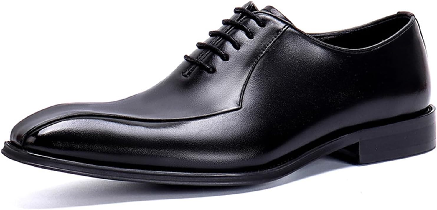 

Мужские оксфорды на шнуровке, из натуральной кожи, с квадратным носком, классические вечерние туфли, элегантная обувь для офиса, бизнеса, вечеринок и свадеб Hlasmspe, черный