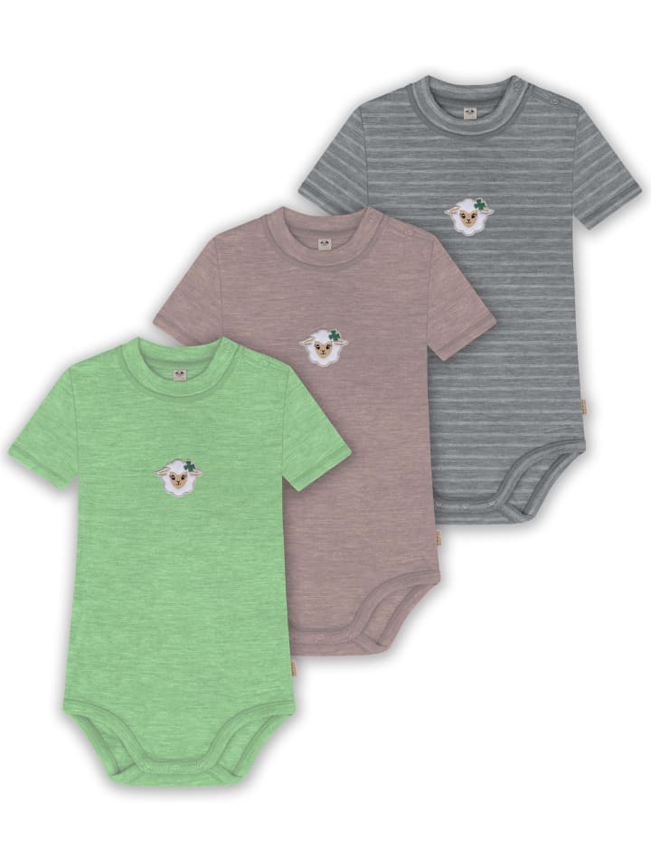 

Normani Outdoor Sports Комплект из 3 боди с короткими рукавами из органической мериносовой шерсти для мальчиков и девочек, серого, розового и зеленого цвета