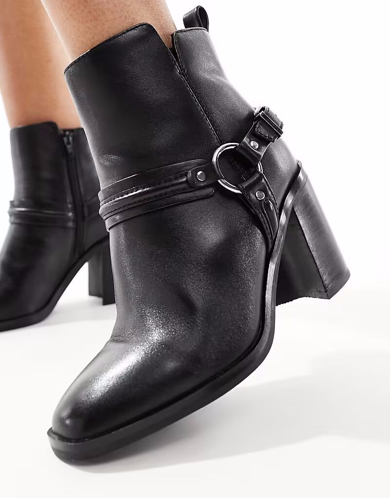 Ботильоны ALDO Catasetum с блочным каблуком из черной кожи — фото 2