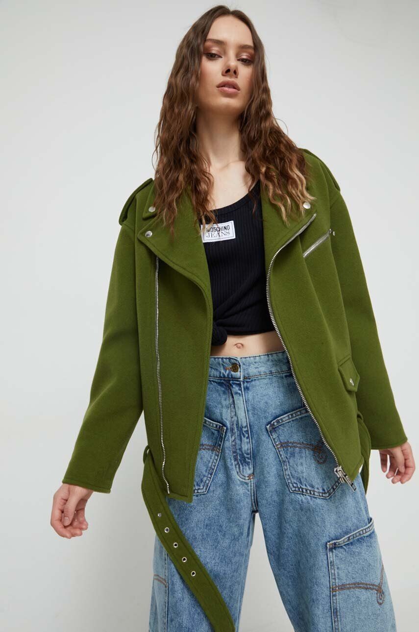 

Шерстяная куртка Moschino Jeans, зеленый