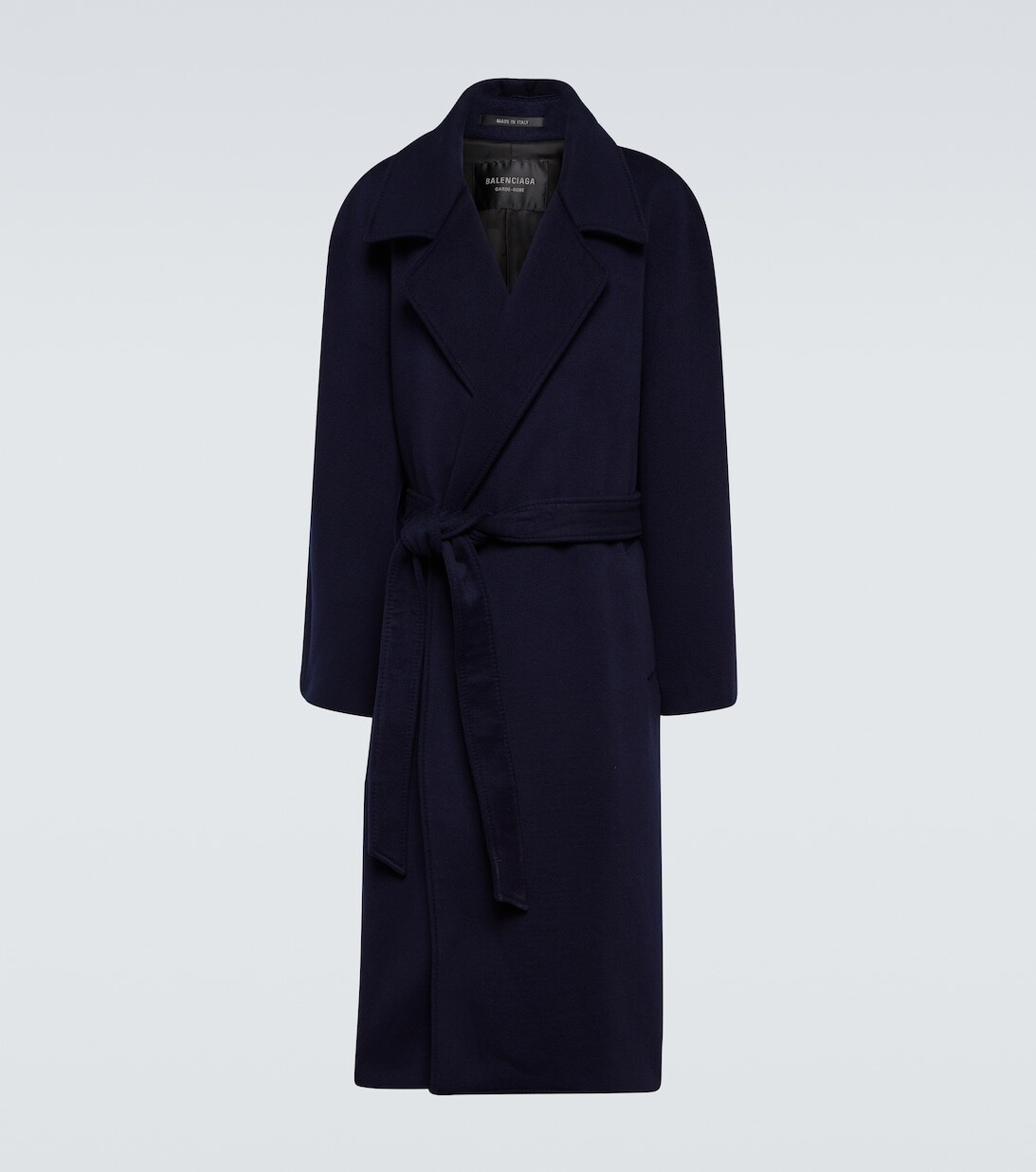

Кашемировое пальто с поясом Balenciaga, синий
