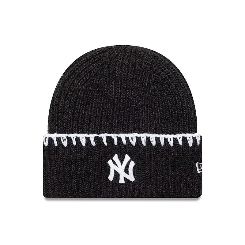

Женская шапка-бини New Era NY Yankees из мериносовой шерсти с широкими манжетами, черного цвета
