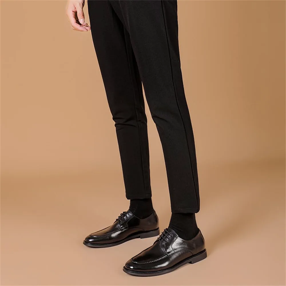 

Мужские туфли из натуральной кожи, оксфорды, классические стильные шнурованные, для деловой, повседневной или официальной одежды, современные рабочие или свадебные Abborora, черный