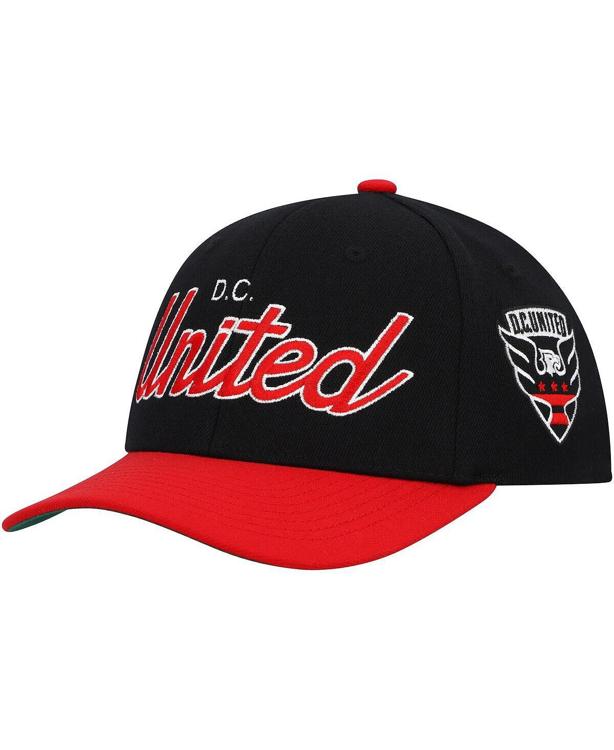 

Мужская черная эластичная кепка DC United Team Script 2.0 с застежкой на спине Mitchell & Ness