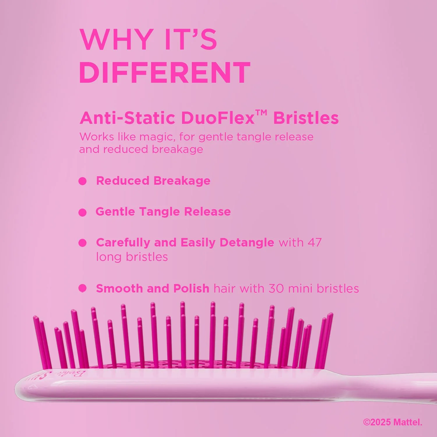 Набор расчесок для распутывания волос UNbrush Barbie - Shine Bright - Розовый Fhi Heat, Pink — фото 4