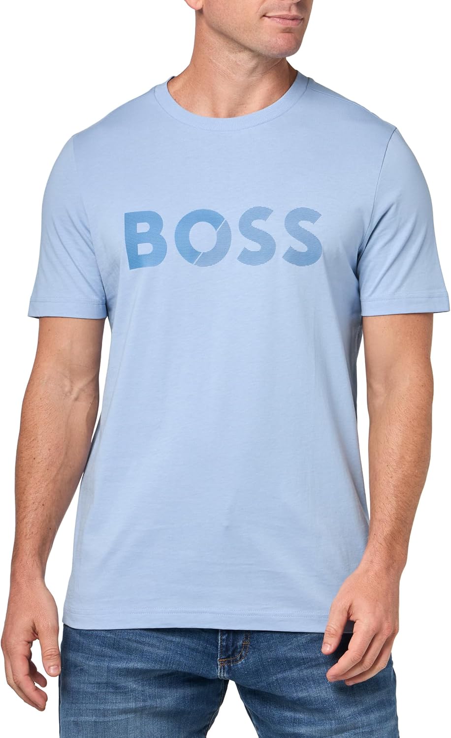 

Мужская хлопковая футболка BOSS Shade с тисненым логотипом, Niagara Mist