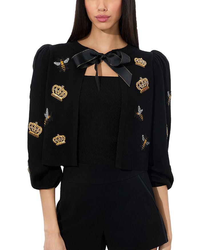 

Кардиган с вышивкой «Пчелка Китти» Alice and Olivia, черный