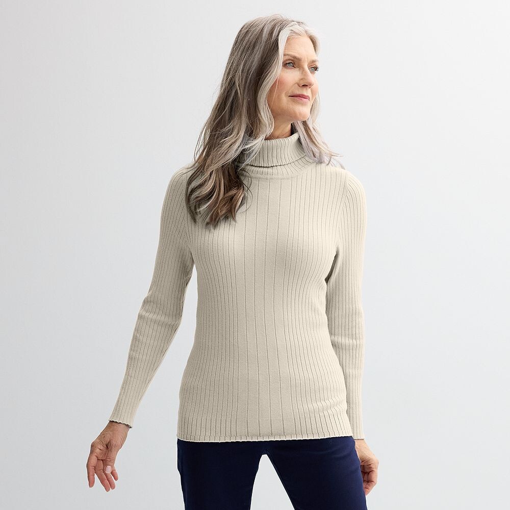 

Женский свитер с высоким воротником в рубчик Croft & Barrow, цвет Beige Heather
