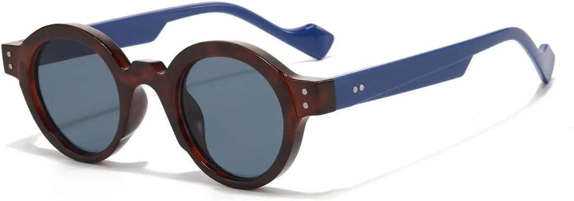 

Солнцезащитные очки с защитой UV400 | Круглые панк-очки с двухцветными заклепками | Для женщин и мужчин, для занятий спортом на открытом воздухе и вождения DSVIGF, Blue Gray