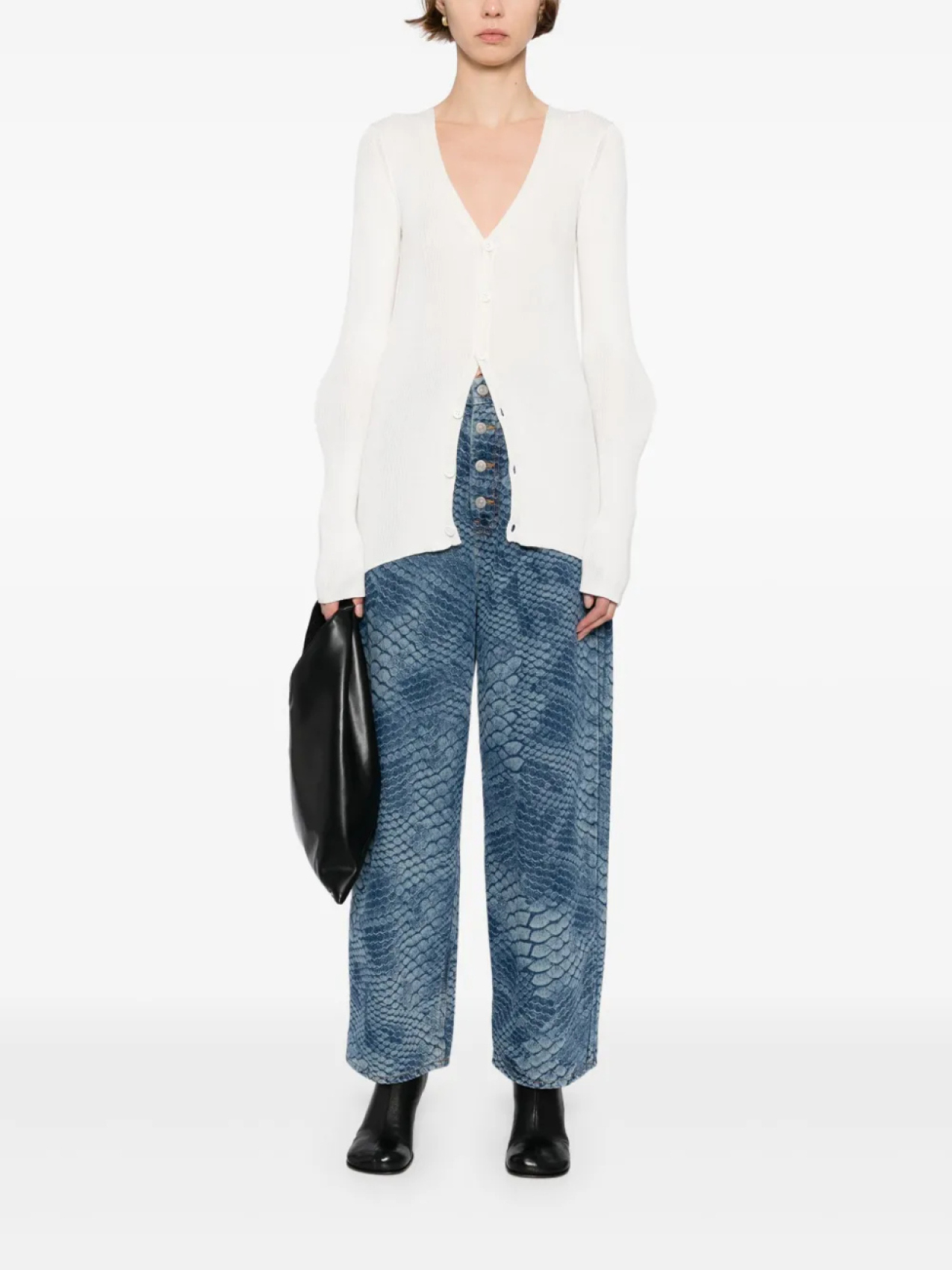 MM6 Maison Margiela кардиган с V-образным вырезом, белый — фото 2