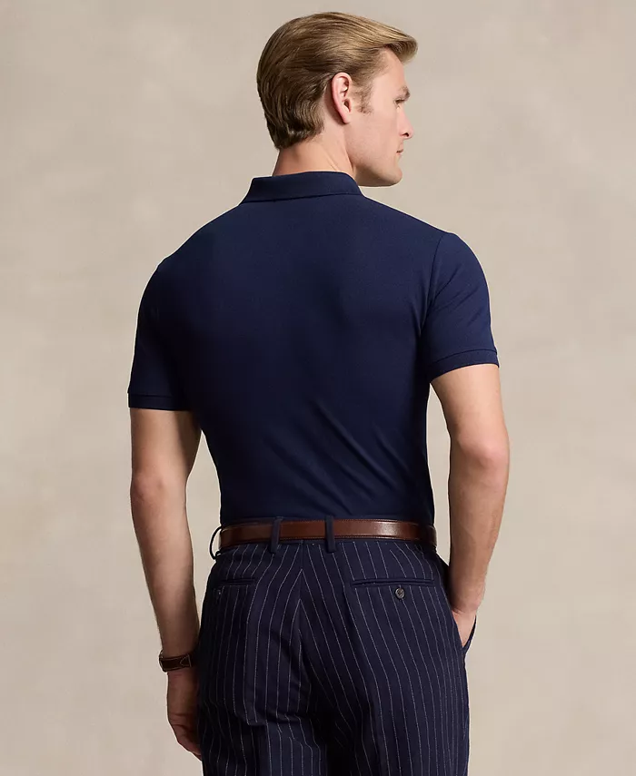 Мужская классическая поло с сетчатой тканью и стретч-эффектом Polo Ralph Lauren, синий — фото 2