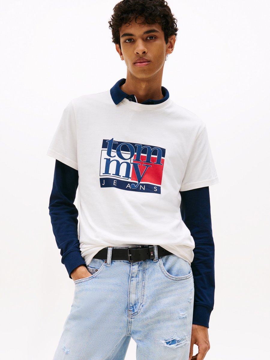 

Футболка Tommy Jeans SLIM FLAG TEE, Off White/White, Белый, Футболка Tommy Jeans SLIM FLAG TEE, Off White/White