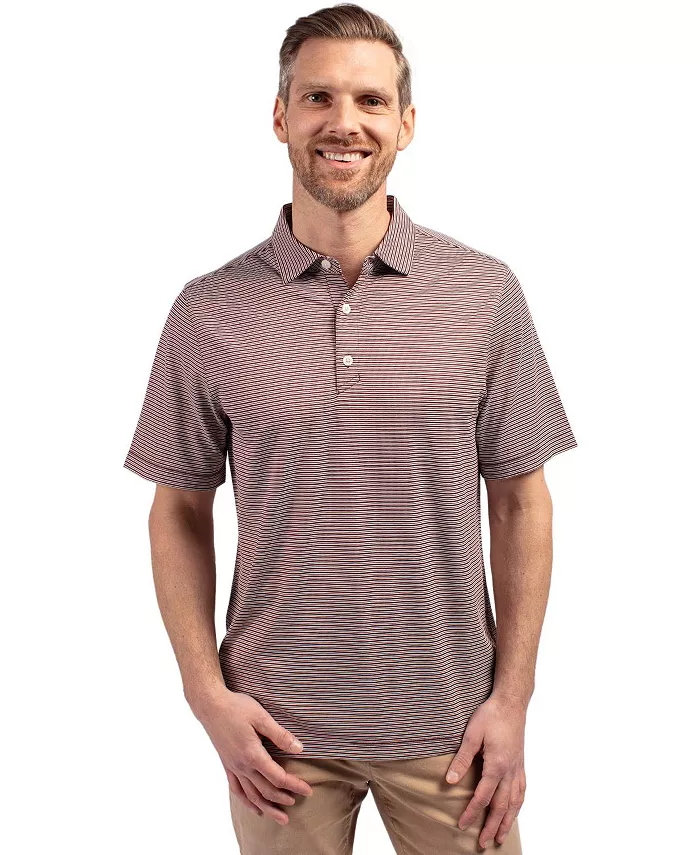 

Футболка-поло мужская Forge Eco Double Stripe Stretch из переработанного материала Cutter & Buck, красный