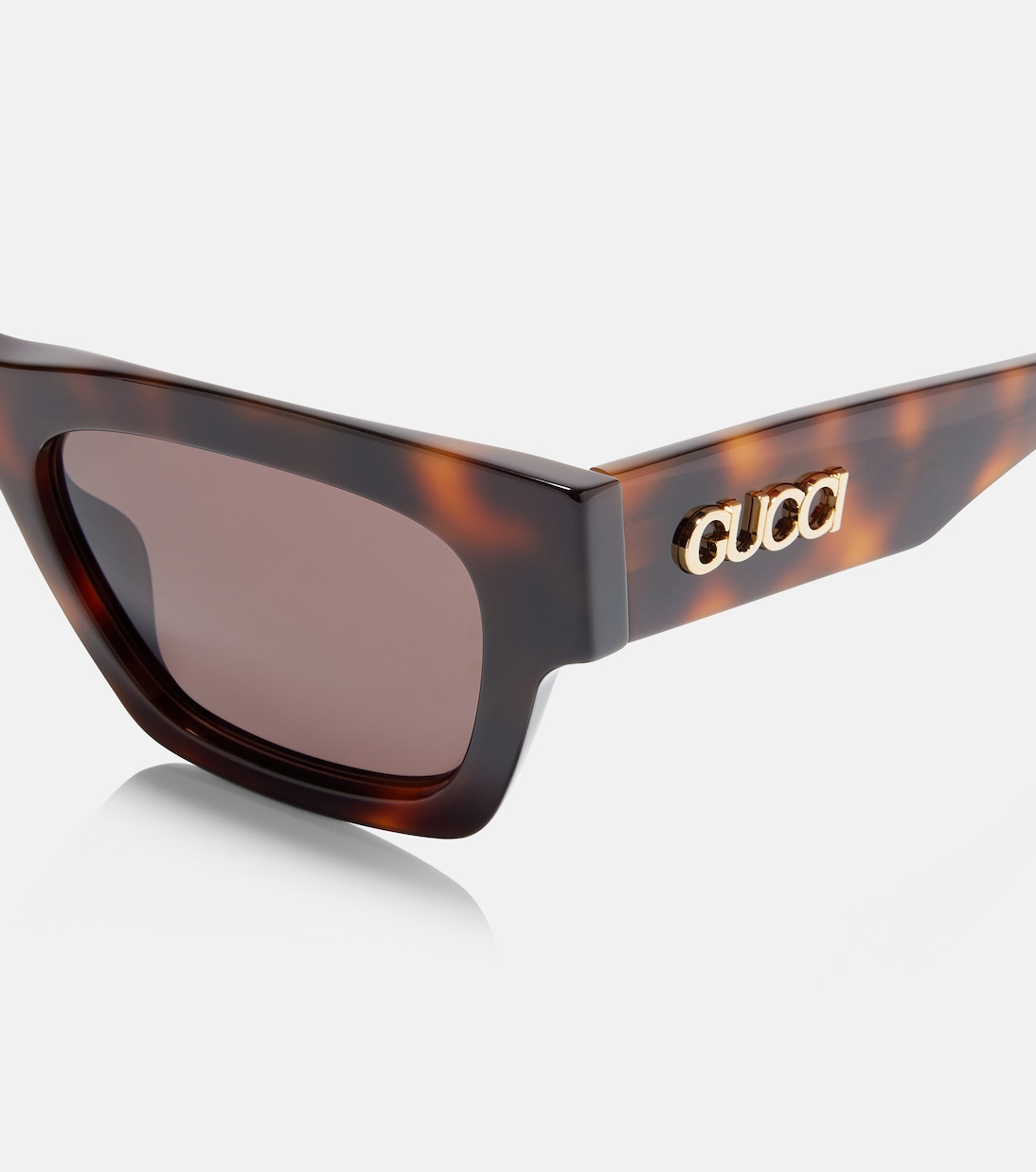 Квадратные солнцезащитные очки с надписью Gucci, Havana-Havana-Brown — фото 2