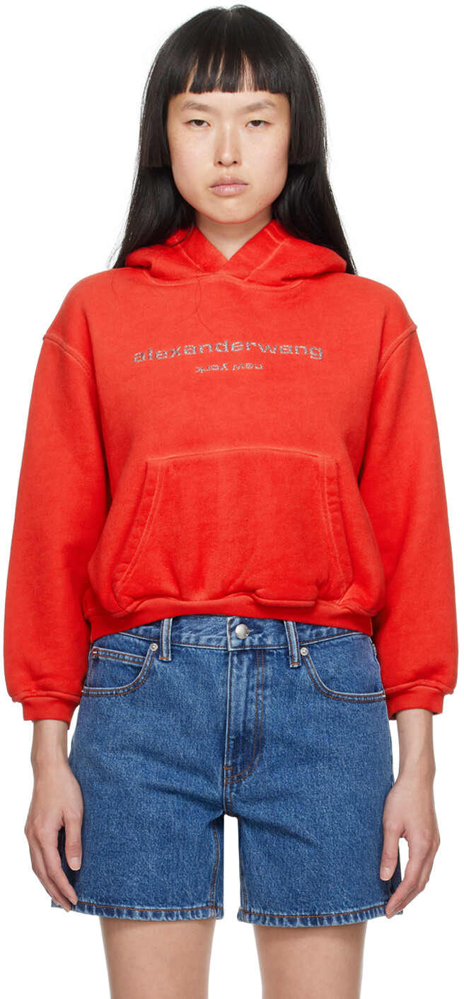 

Alexander Wang Красное худи с блестками, Красный, Alexander Wang Красное худи с блестками