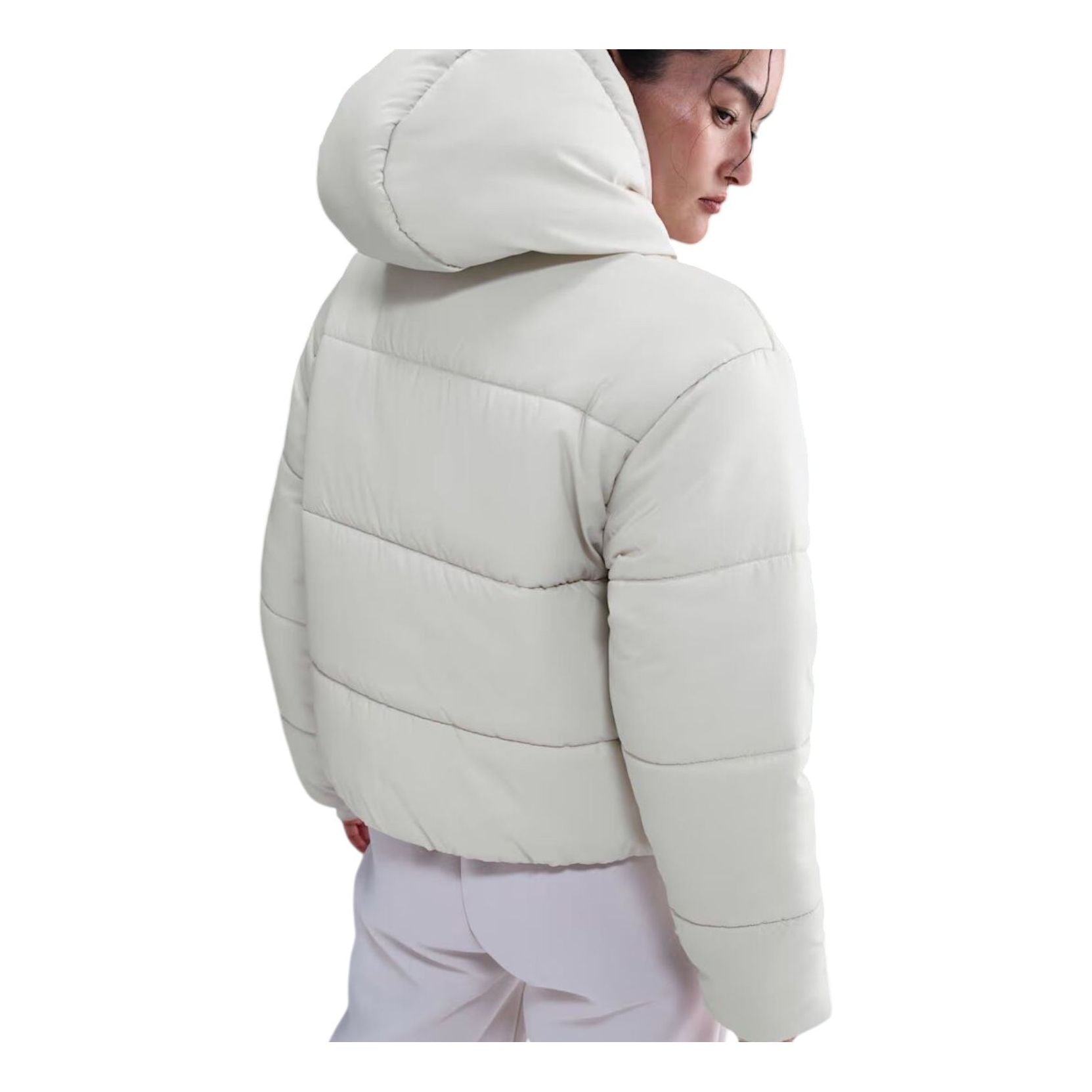 (WMNS) Куртка-пуховик Nike Classic Puffer Therma-FIT Loose Hooded Jacket 'Light Bone White' — фото 2