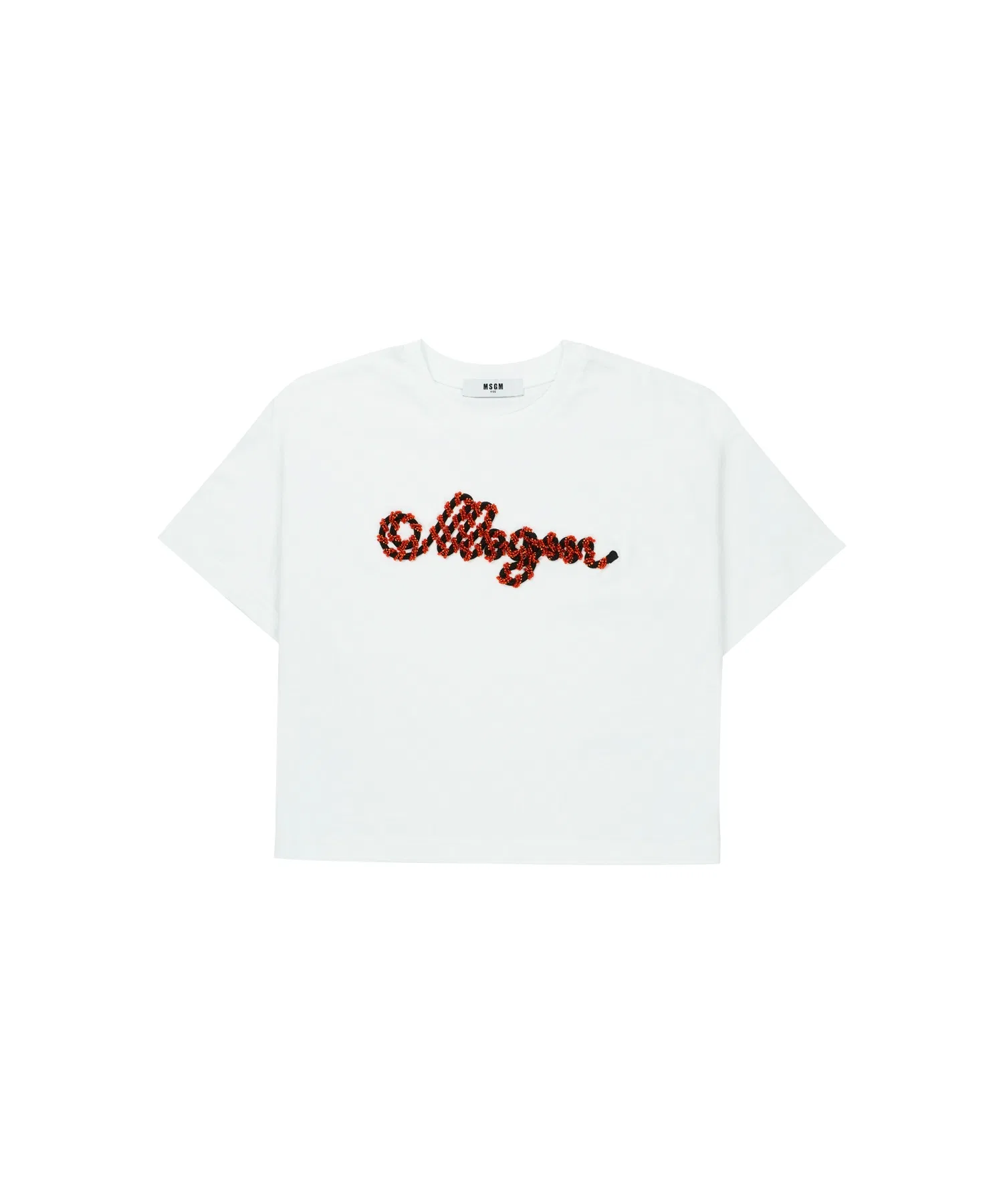 Детская футболка MSGM KIDS с логотипом ROPE белая