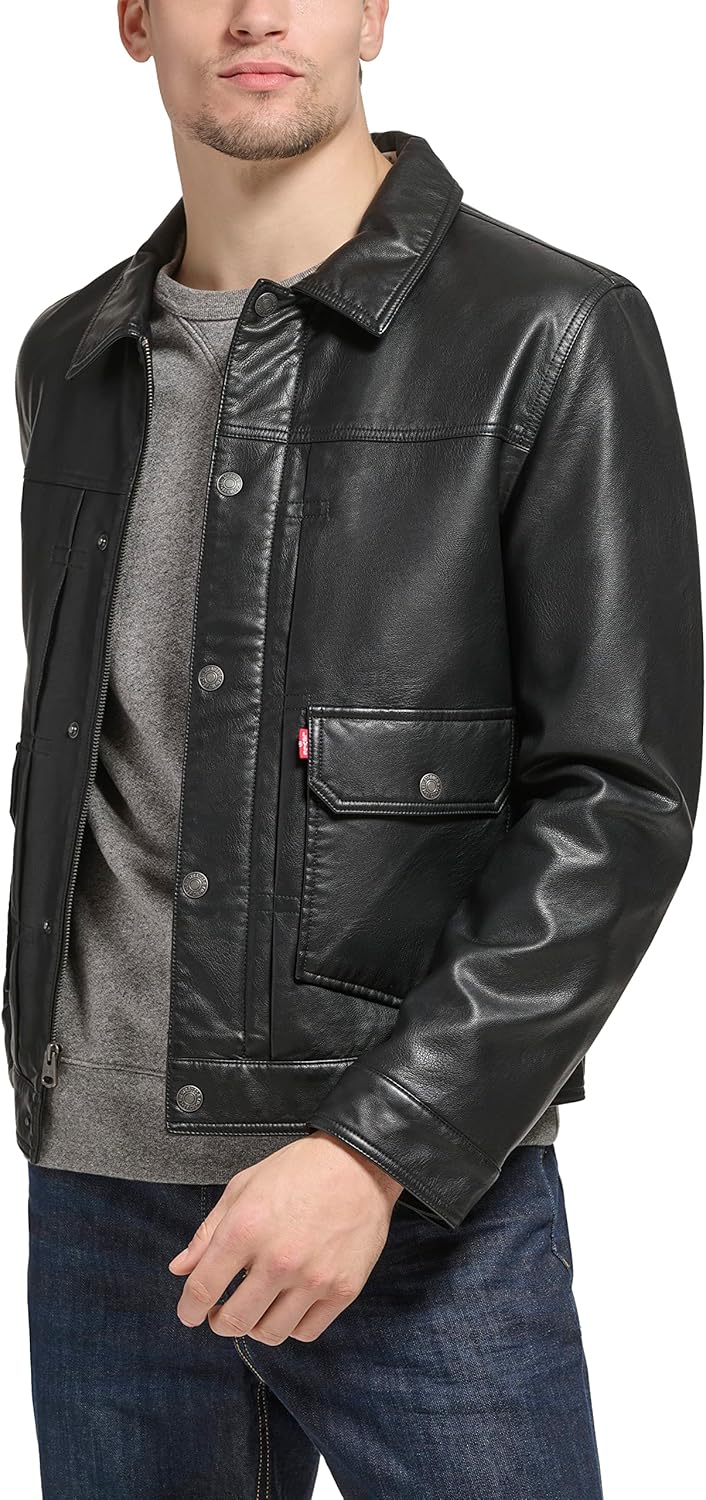 

Мужская легкая куртка-рубашка Levi's для дальнобойщиков Levi's, Black Faux Leather