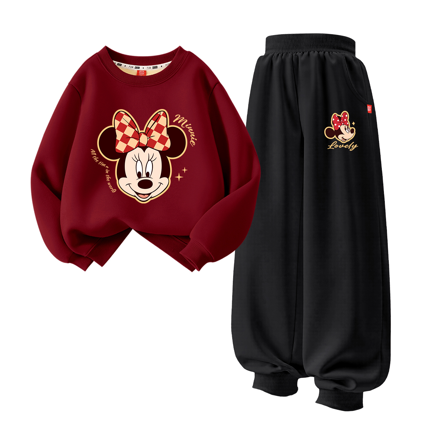 Детская повседневная спортивная одежда Disney, [thickened and fleece-lined]dinner star бордовый+celebration nini серый — фото 3