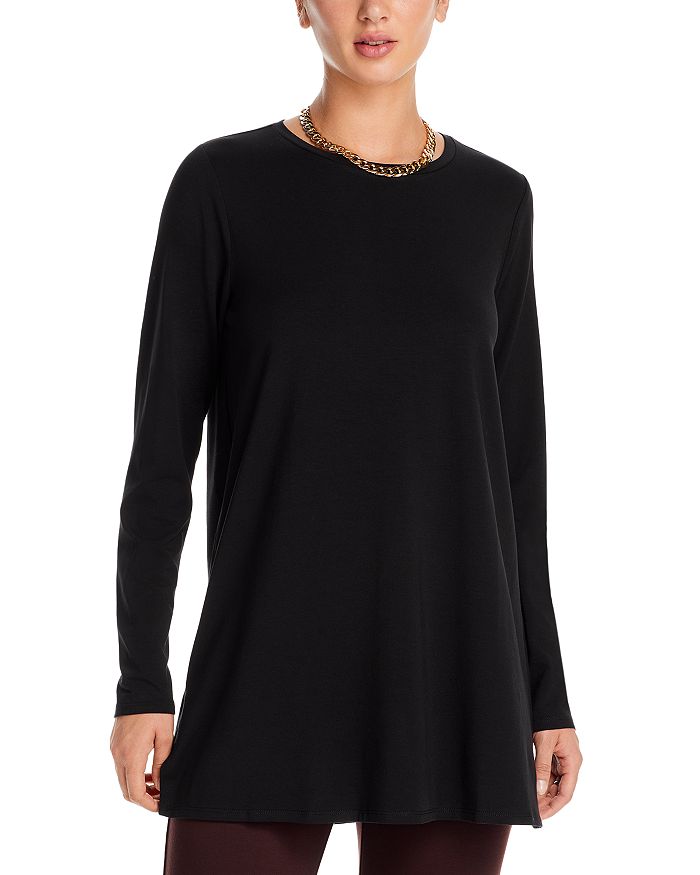 

Футболка-туника с круглым вырезом Eileen Fisher, черный