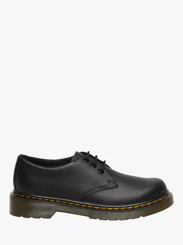 Детские кожаные туфли на шнуровке 1461, черные Dr. Martens