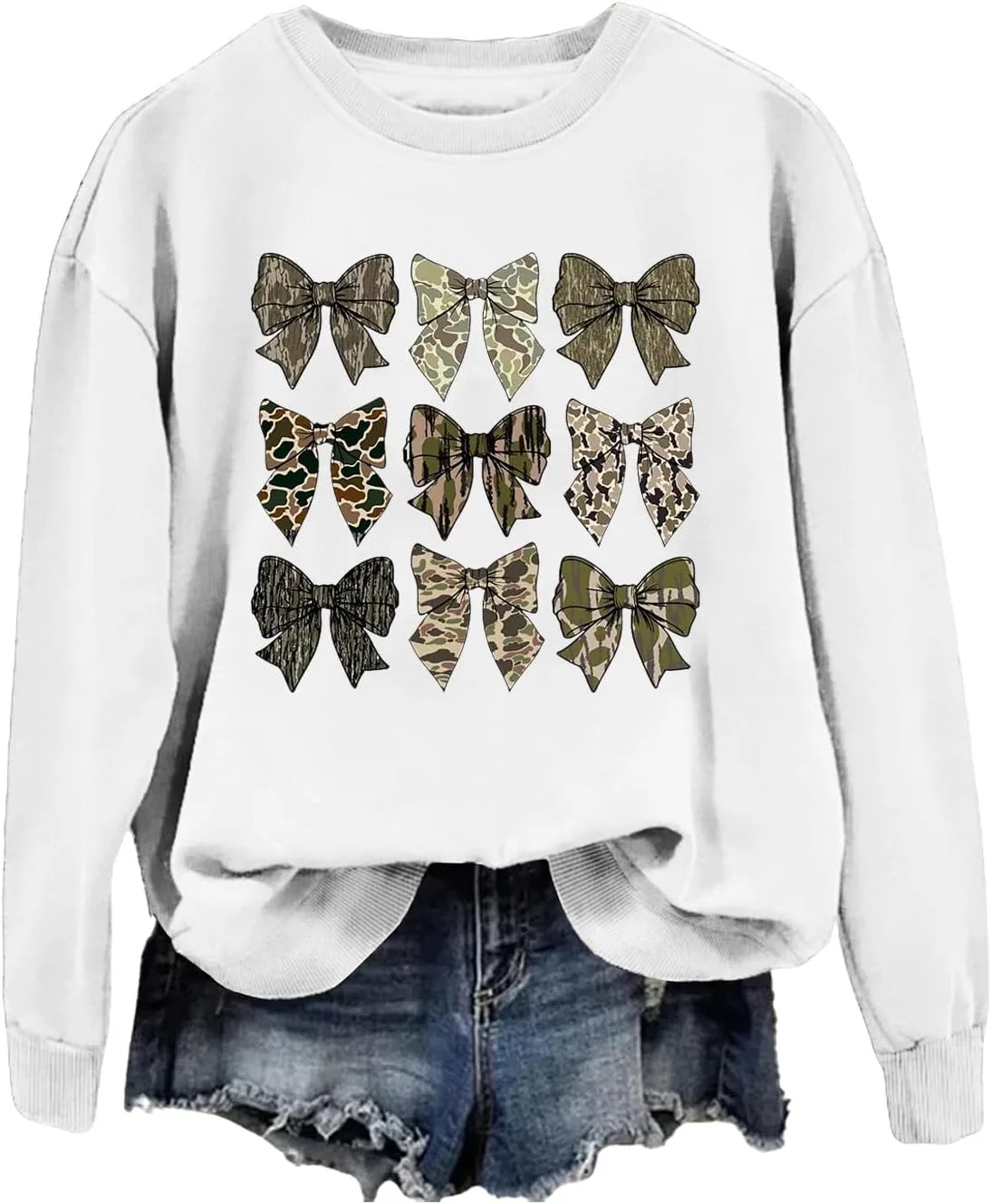 

Свитшот с камуфляжным принтом и бантом Yuisi Doxn