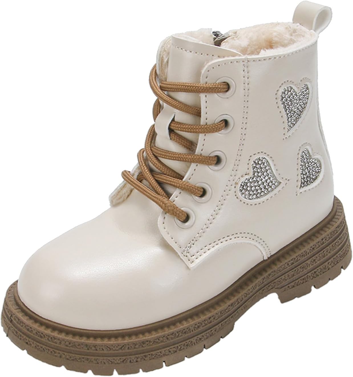 

Женские короткие сапоги IWIHMIV с боковой молнией, для верховой езды, на шнуровке, зимние с плюшевой подкладкой, теплые ботильоны, удобная обувь для наряда, White