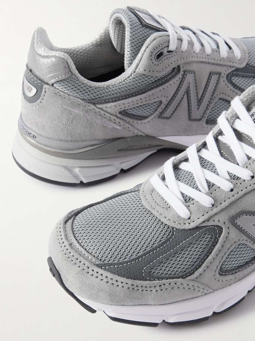 Кроссовки 990V4 из замши и сетки с кожаной отделкой New Balance, серый — фото 4