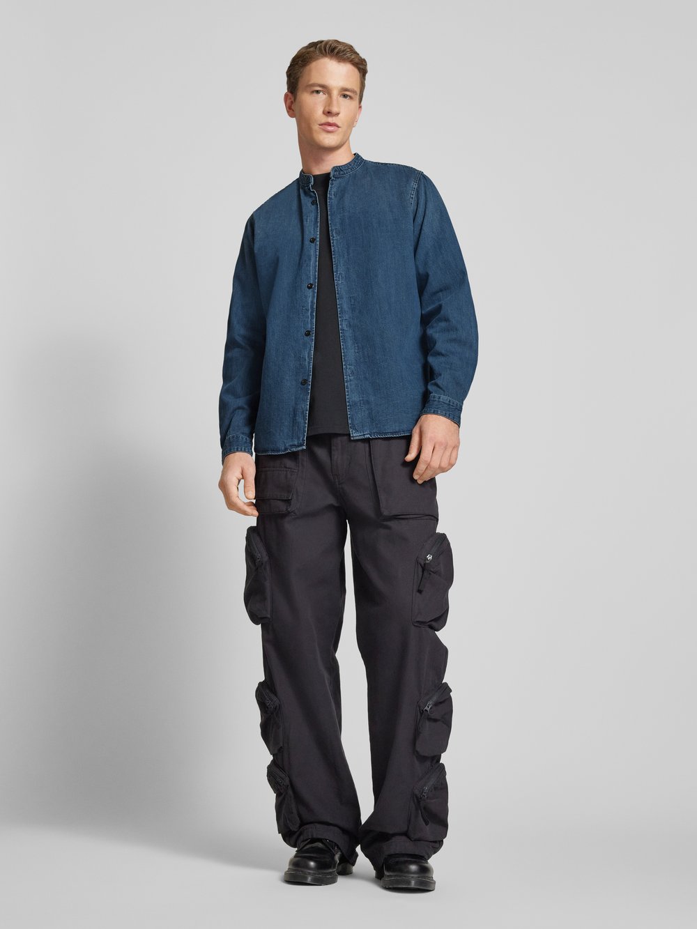 

Рубашка джинсовая классического кроя с воротником-стойкой G-Star Raw, темно-синий