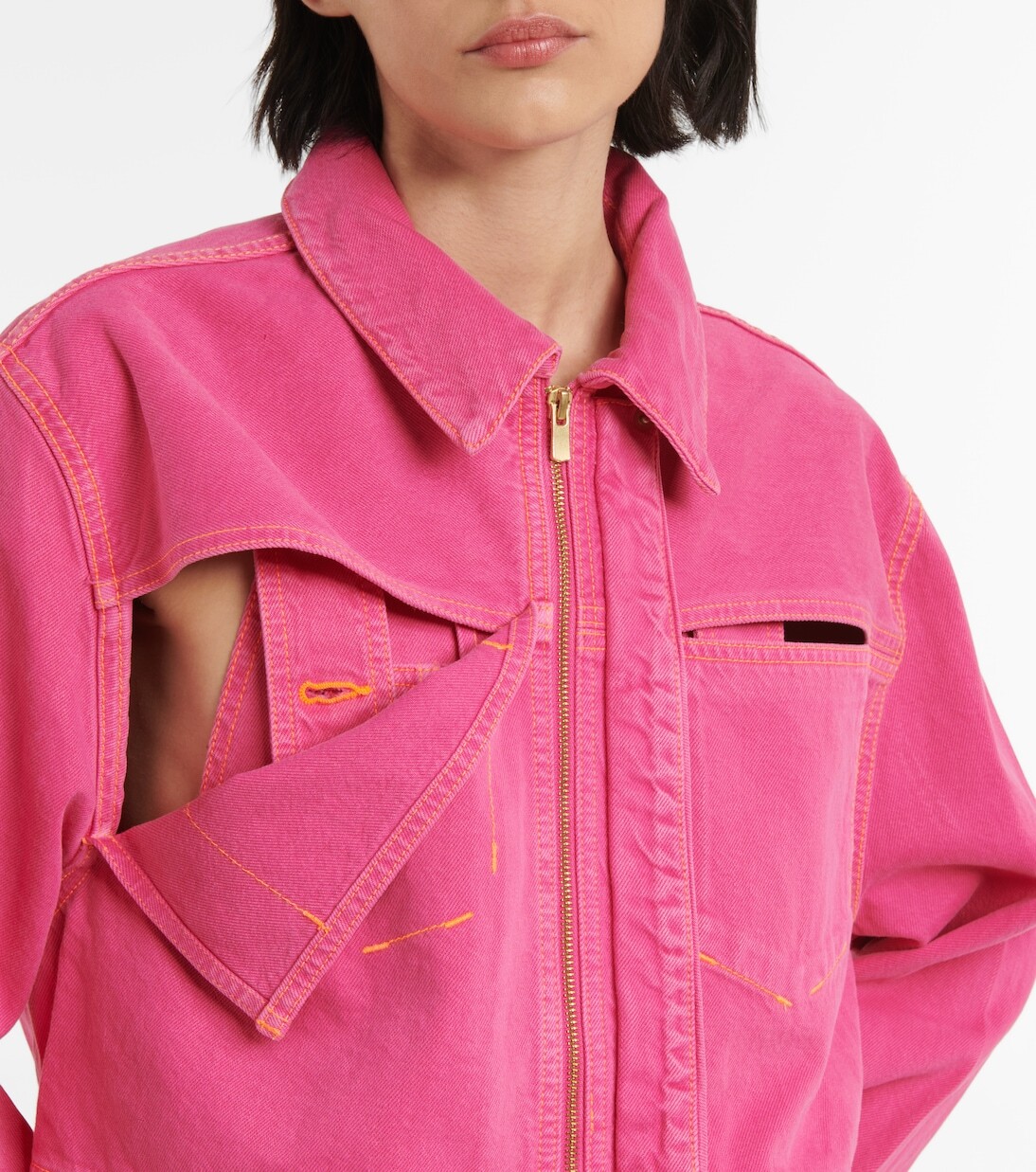 Джинсовая куртка La Veste De Nîmes с вырезами Jacquemus, розовый — фото 4
