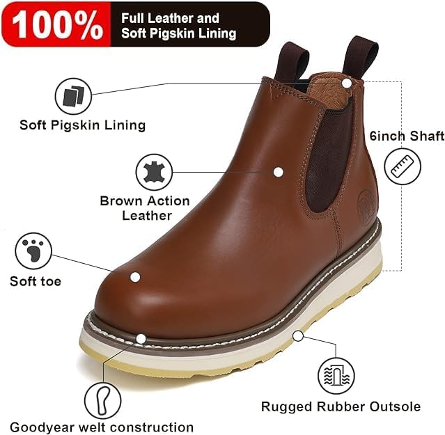 Мужские ботинки CONRAD Chelsea Slip-On - мягкий носок, композитный носок, водонепроницаемые, противоскользящие, защитная обувь, 84985-soft Toe — фото 3