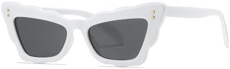 

Популярные в 2027 году женские солнцезащитные очки с волнистой оправой, в стиле ретро, ​​с защитой от УФ-излучения UV400, в тренде, с панковскими заклепками MTZJH, White