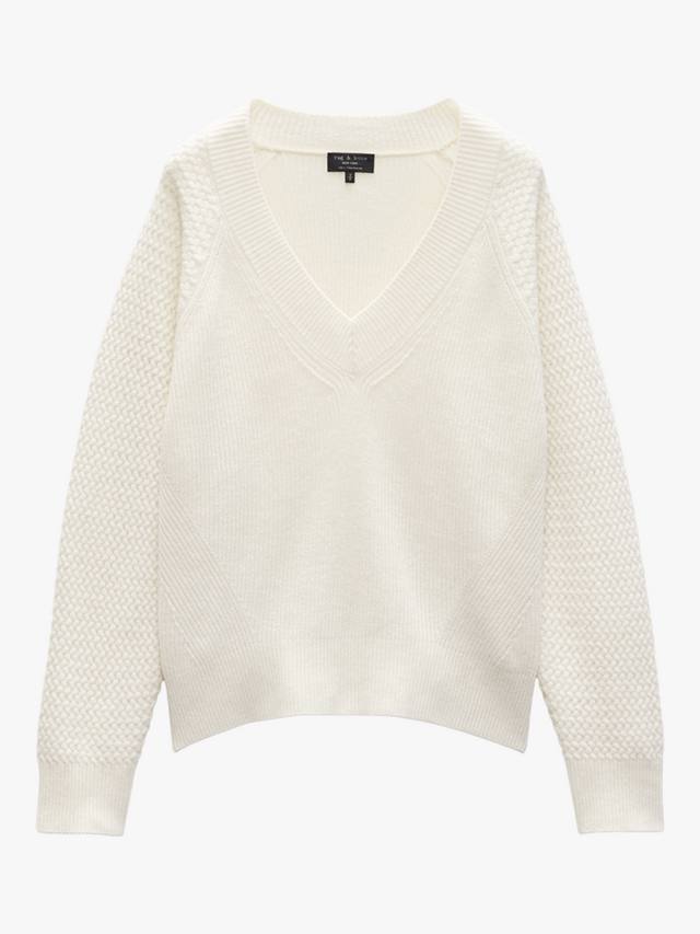 

Кашемировый джемпер kaylee с v-образным вырезом rag & bone, слоновая кость